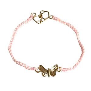 NEW American Girl Lets Smile Gold Butterfly DOLL NECKLACE Pink Rope Accessory